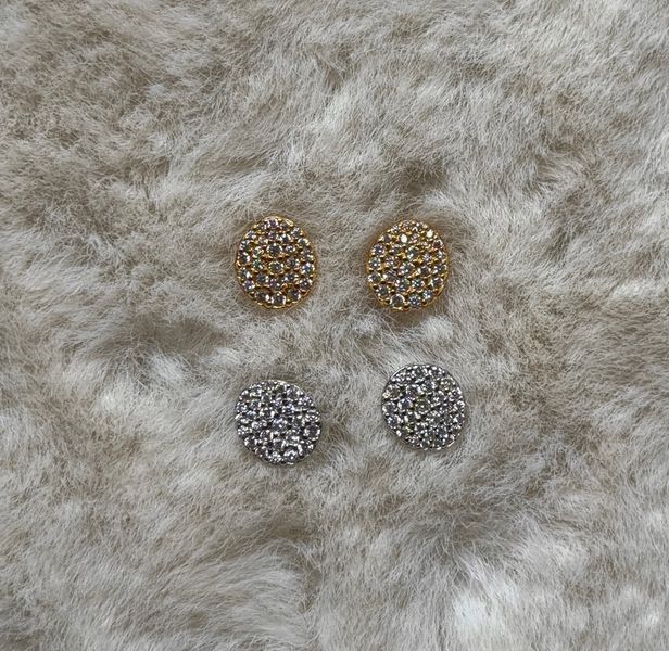 COINS SHINE Earrings | Сережки круглі з вставками з фіанатів з позолотою Earrings01g фото