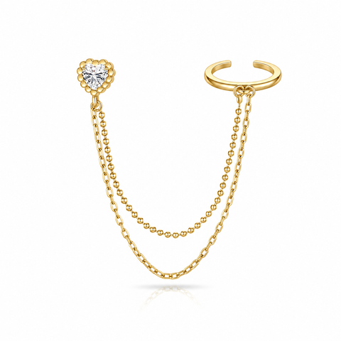 HEART Earrings-Cuff | Срібна сережка-каф у формі серця з позолотою Cuff12 фото