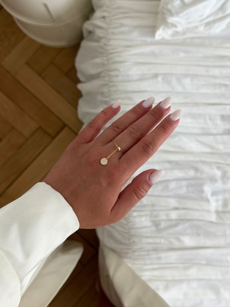 BLISS Ring | Срібна каблучка-ланцюжок з рухомою круглою підвіскою з позолотою Ring01g фото