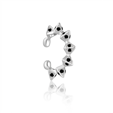 DRAGON Cuff | Срібний каф геометричної форми з чорними камінцями Cuff14 фото