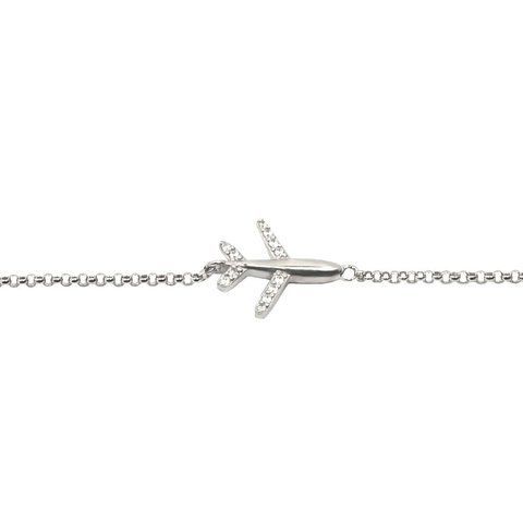 FLY Bracelet | Срібний браслет з вставкою у формі літака 4323 фото