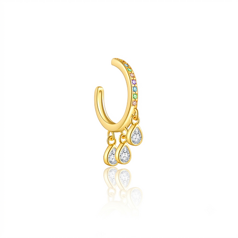 TEARDROP Cuff | Срібний каф з камінцями у формі крапель з позолотою Cuff16 фото