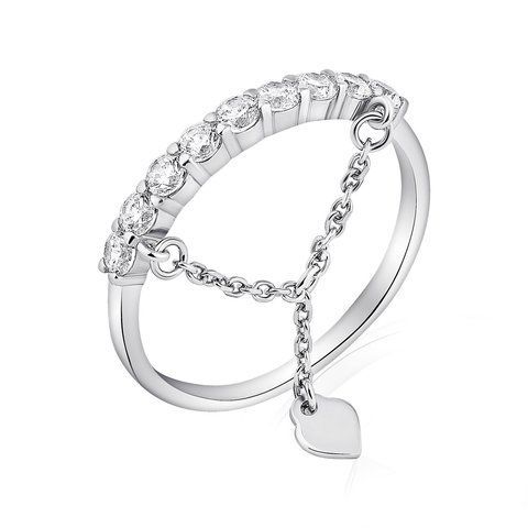 HEART Ring | Срібна каблучка з ланцюжком з серцем  10572-17 фото