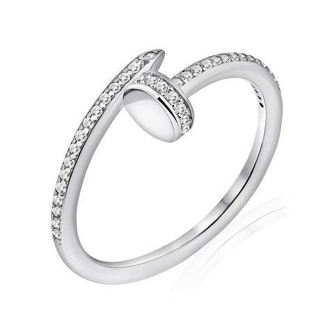 NAIL Ring | Срібна каблучка Цвях з вставками з фіанітів 10745-17 фото