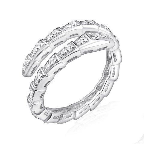 SERPENTI Ring | Срібна каблучка з фіанітами Змія 10750-17 фото
