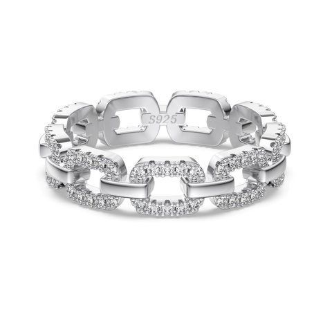 MUSE Ring | Срібна каблучка з камінцями з ланцюговим дизайном Ring12 фото