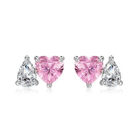 LOVE Earrings | Сережки з прозорим та рожевим камінцями  [Передзамовлення. Очікується з 10-го жовтня]  Earrings02 фото
