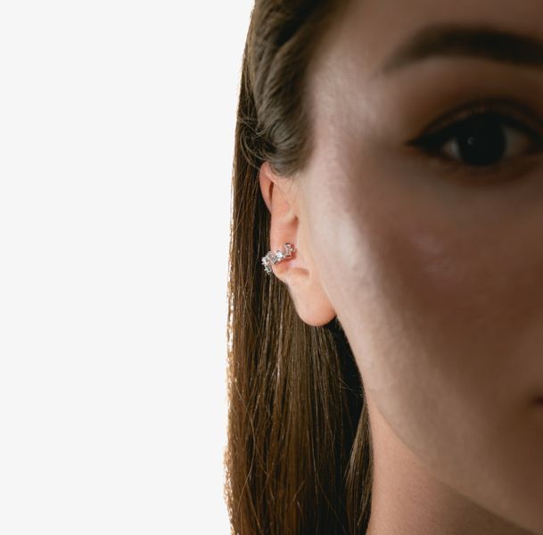 SPARK Cuff | Срібний каф з комбінованим огранюванням з прозорими камінцями Cuff22 фото
