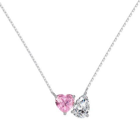 LOVE Necklace | Підвіска срібна з прозорим та рожевим камінцями  [Передзамовлення. Очікується з 10-го жовтня]  Necklace08 фото