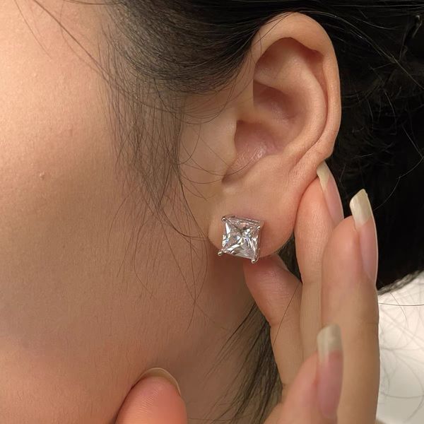 PRINCESS CUT Earrings | Сережки з квадратним каменем 8 мм Earrings04 фото
